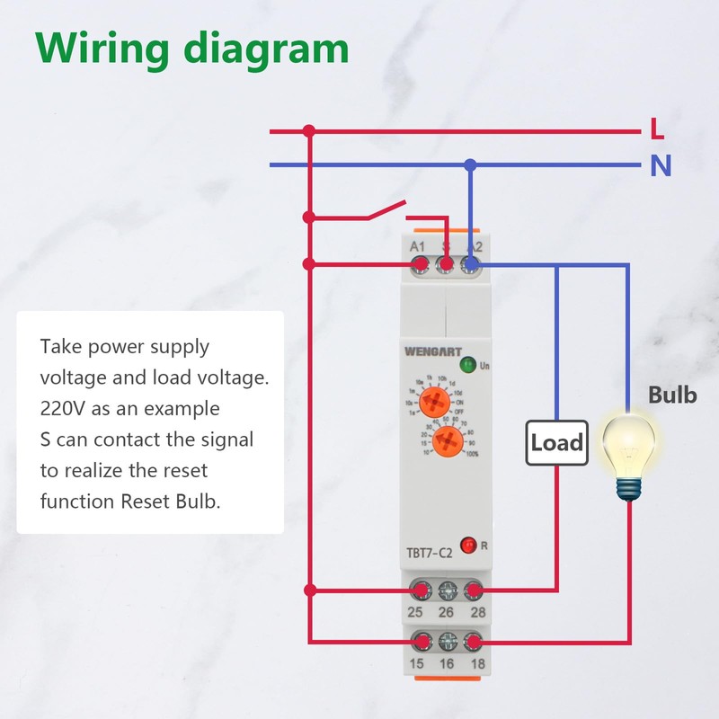 Wengart Delay Time Relay TBT7-C, Single Function Time Delay Relay,