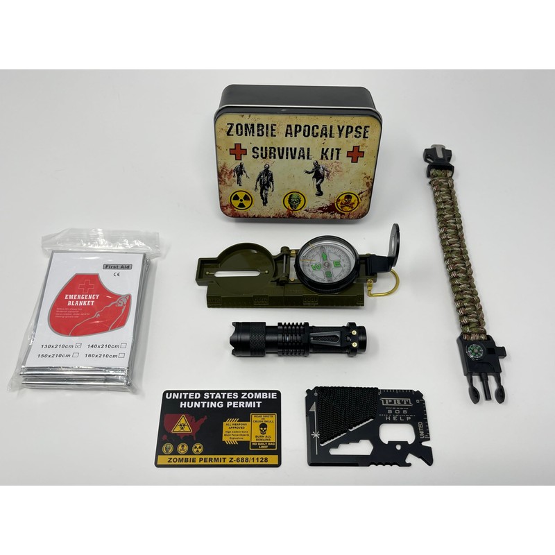 Zombie Survival Kit Flashlight Compass Multitool Camping Gear Emergency Supplies