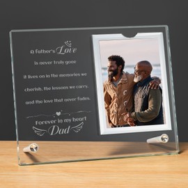 PEEYHONY Memorial Gifts for Loss of Dad, Glass Picture Frames Plaque, Sympathy for Loss Loved Ones, Remembrance Bereavement Condolence Father Idea, Funeral keepsake for Grieving Friend, Fit 4x6 Photo