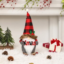 Lurowo Christmas Handmade Swedish Gnome Tomte,Santa Tomte Gnome Plush Ornaments,Christmas Elf Christmas Decorations Home Decor Christmas Figurines Thanks Giving Days (Red,2pcs)