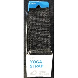 Evolve Yoga Strap Black 6 Feet Machine Washable 100% Polyester Durable D-Ring