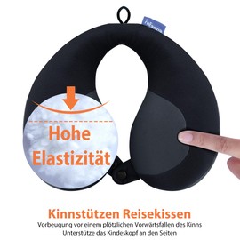 INFANZIA Kids Neck Pillow Chin Support Travel Pillow, U-shaped Neck Pillow in Car Seat for Plane or Train, Gifts for Kids (Black)