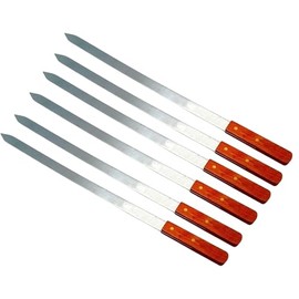 Alpine Cuisine Premium Stainless Steel BBQ Skewers for Shish Kebab, Turkish Grills & Koubideh, Brazilian-Style BBQ 23"x 1" (Set of 6)