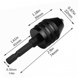 Keyless Drill Chuck Conversion Tool 1/4" Hex Shank Keyless Chuck Collet Capacity 0.3-6.5mm for Electric Screwdriver Drill Adapter (0.3-6.5mm 2 Pcs Set)