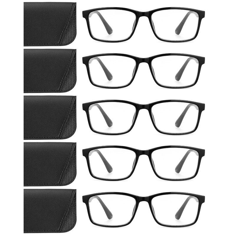 JOLISU Reading Glasses for Men & Women, 5 Pack Black