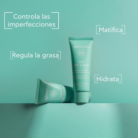 Apivita Just Bee Clear Crema Anti-Imperfecciones Matificante Hidratante 40ml - para pieles grasas con tendencia acneica e imperfecciones - con propóleo AmC patentado y ácido salicílico vegetal