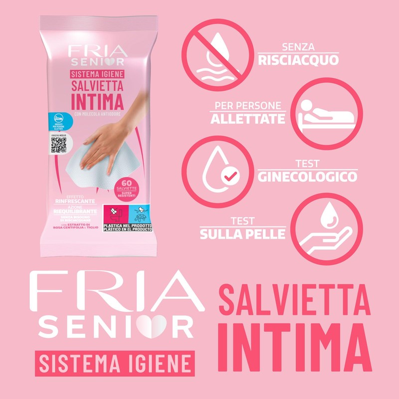 Fria Senior Salviette Umidificate per l’igiene Intima degli Anziani, Ideali