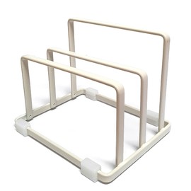 LENITH Cutting Board Rack Chopping Board Organizer Stand Holder Kitchen Countertop Pots Pan Lids Rack Organizer (Small_Cream Color)