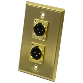 Seismic Audio SA-PLATE18 Gold Stainless Steel Wall Plate with Dual XLR Male Connectors