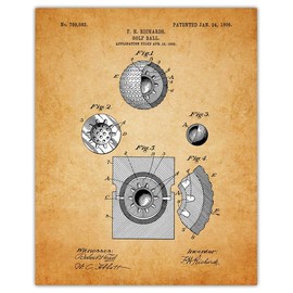 Vintage Golf Wall Decor Patent Prints - Set of 4 8x10 Unframed Golf Posters for Boys Bedroom, Office, Man Cave - Golf Room Decor Gift Idea for Golfers and Sports Fan