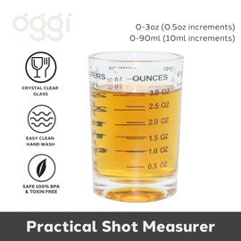 OGGI Measuring Shot Glass with Measuring Lines, 3oz / 90ml - Bartender Accessories, Jigger for Bartending, Shot Glass Measuring Cup with Ounces & Milliliters