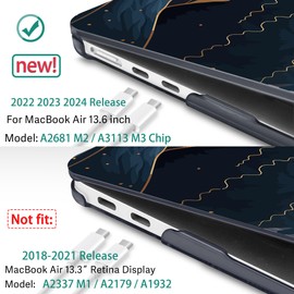 May Chen Compatible with MacBook Air 13.6 Inch Case 2024 2023 2022 Release Model A3113 M3 A2681 M2 Chip, Plastic Hard Shell Case for MacBook Air 13.6" with Liquid Retina display, Traditional