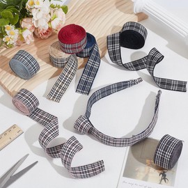 PH PandaHall 21m Buffalo Plaid Ribbon 7 Colours Gingham Ribbon Wired, 25mm Black and White Buffalo Check Ribbons for Gift Wrapping Bowknot DIY Crafts Hair Accessories Home Decor
