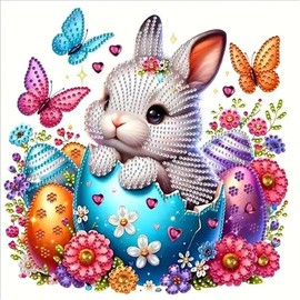 SHICERNHJ Easter Bunny Special Shape Diamond Art Kits for Beginners,5D Diamond Painting Kits for Adults Butterfly Egg DIY Crystal Rhinestones Paintings Kits for Home Wall Decor 12 X 12inch