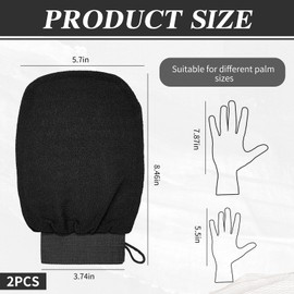 Pack of 2 exfoliating gloves, bath exfoliating glove, black exfoliating glove, unisex exfoliating glove.