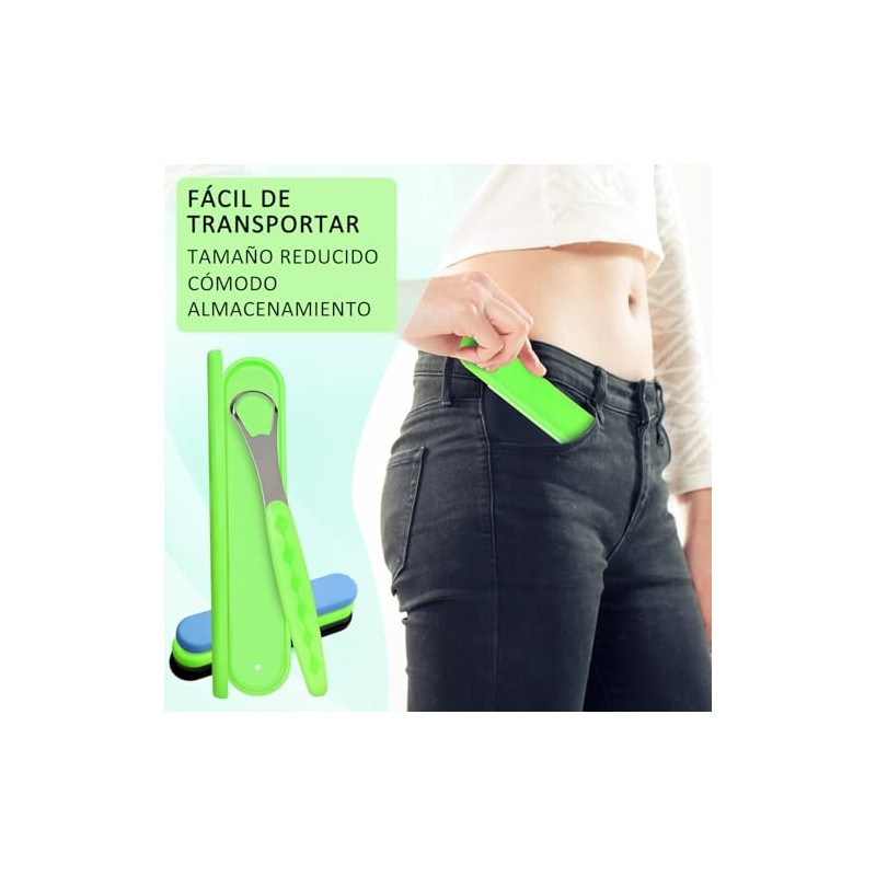 Limpiador de Lengua Acero Inoxidable con Estuche de Transporte. Raspador