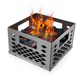 Folocy Stainless Steel Charcoal Basket Smoker Box for Oklahoma Joe's Smoker, Firebox Smoker Accessories for Most Offset Smoker Grill, Outdoor Cooking Charcoal Box Parts, 10" x 10" x 6"