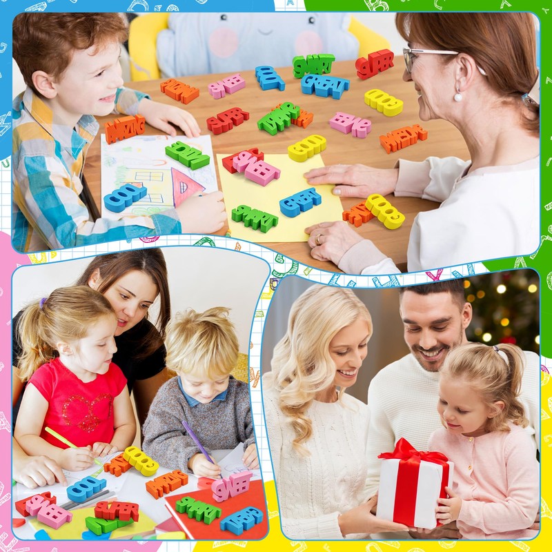 30pcs Phrases Pencil Erasers, Bulk Positive Phrases Erasers Encourage Eraser