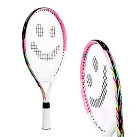Kids Tennis Racket with Training Videos – 19 Inch Aluminum Youth Tennis Racket with Neoprene Handle for Children Age 5-12 – Learn Faster and Play Better by Street Tennis Club, Pink/White