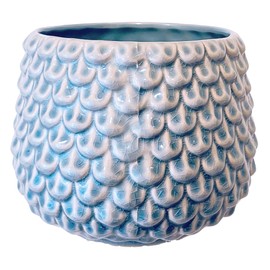 Bloomingville Stoneware Flower Pot Pinecone, Planter Cache Pot, Size M (5,25''), Sky Blue