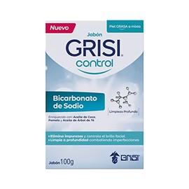 Jabón Facial Grisi Control Bicarbonato de Sodio 100 g. - Para Piel Grasa, Mixta o Con Acné, Elimina Impurezas, Controla el Brillo, Hipoalergénico de Limpieza Profunda y Suave