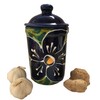 Blue Poinsettia Design Garlic Goalkeeper Pot (Blue Poinsettia Design Garlic