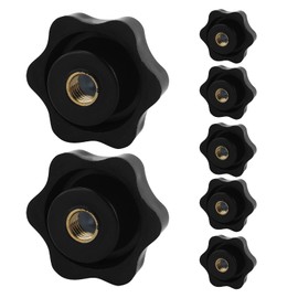7pcs M8 X 38mm Clamping Nuts,Knob Grip Screw,Black M8 Star Shape Head Clamping Nuts,Plastic Star Nuts,Star Shape Handle Nuts,for Machines Equipment,Furniture