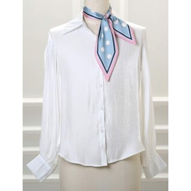 Allegra K Women's Skinny Scarf Ribbon Hair Band Heart Print Handbag Handle Neck Scarf 86x10cm/34x4 inches(LxW) Blue Dot