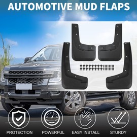 INFINAUTO Mud Flaps Splash Guards for Ford for Ranger 2024 2025 (Not for Raptor) Pre-Drilled Fender Guards Mud Guards