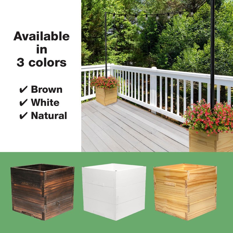 Large Decorative Wooden Planter with Universal Pole Support for String