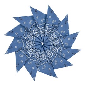 Junvena Bandanas de algodón 12 paquetes de 22 x 22 pulgadas de doble cara impresa unisex, Azul (Chambray), 22 Pulgadas