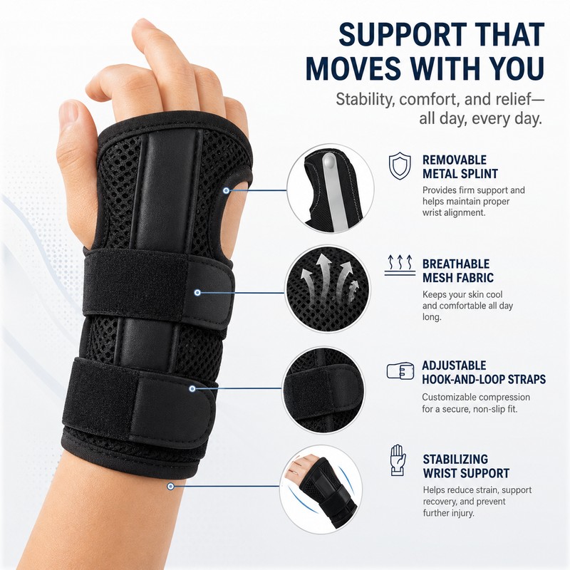Night Wrist Support Brace for Comfortable Stabilization – Adjustable Padded