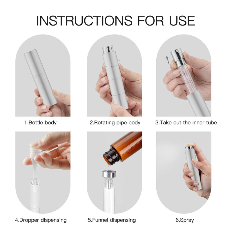 Tekson 10ml Travel Perfume Atomizer Refillable, Mini Cologne Spray Bottle