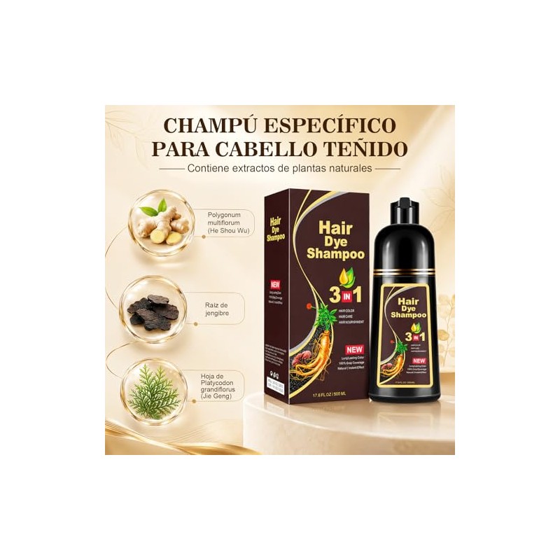 Champú Instant Hair Color Cabello Dye Shampoo Tinte Instantáneo Adecuado