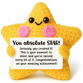 AVALYNNE Crochet Star Congratulations Gift - New Job & Promotion Gift for Coworker, Proud of You Achievement Keepsake for Student Graduation, Desk Buddy Decor, Christmas Stocking Stuffer