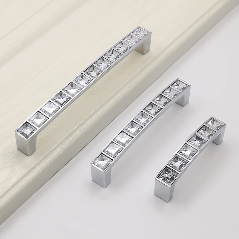 ESreake Large U Shape Diamond Crystal Glass Rhinestone Cabinet Pulls