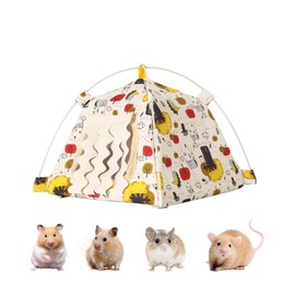 Hamster Mini Tent Hideout, No Bottom Lightweight & Easy to Clean, Rat Bed Without Installing Syrian Hamster Bed House, Suitable for Mouse, Fancy Rat, Chipmunk and Mini Guinea Pig (Beige)