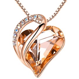 Leafael Collar con colgante de corazón chapado en oro rosa de 18 quilates con piedra curativa, joyería de cristal para mujeres, 45.7 cm + 5.08 cm amarillo