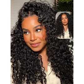 YIROO Bye Bye Knots Water Wave Wig Glueless Pre Cut 7X5 Invisible Knots HD Lace Front Wigs Wet and Wavy with Baby Hair Elastic Drawstring Beginner Friendly Ready to Go Pre Everything Wigs 16Inch