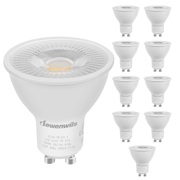 DEWENWILS 10-Pack GU10 LED Bulb Dimmable, 3000K Warm White GU10 Bulb Replacement for Track Lighting, 500LM, 7W(50W Equivalent) LED Light Bulb for Kitchen, Range Hood, Living Room, Bedroom, UL Listed