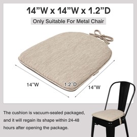 baibu Super Soft Metal Dining Chair Pads Set of 2, Bar Stool Cushion with Ties for Metal Chairs or Bar Stools - 2 Cushions Only (Beige, 14" (35cm) 2PC)