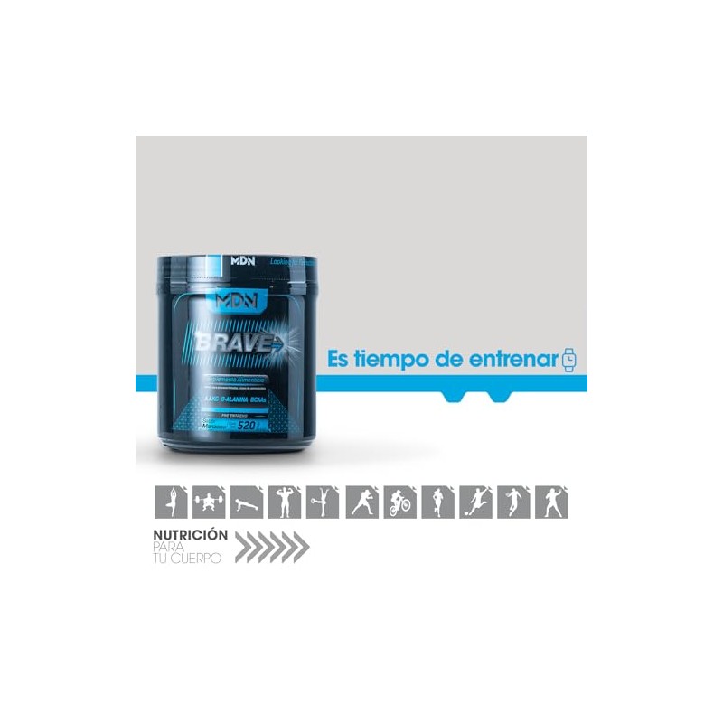 Mdn Sports, Oxido Nitrico, Pre entreno, Brave, Sabor Uva, 40