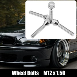 uxcell M12 x 1.5 Car Wheel Studs Set Taper Seat 17 mm Shank Wheel Bolts Lug Silver Tone 10pcs