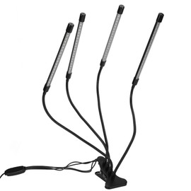 4 Head Grow Lights 40W 3 Dimmable Levels Full Spectrum LED Plant Growing Lights with Clamp and Timer for Indoor Plants