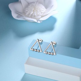 Women's Men's Earrings David Geometric Triangle Geometric Hexagon Celtic Triskele Stud Earrings in Sterling Silver / Black Tone 18 Carat Gold-Plated Unisex Stud Earrings, Sterling Silver