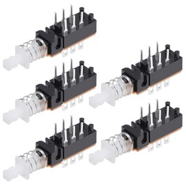 sourcing map Push Button Switch DPDT 6 Pin 1 Position Self-Locking 5pcs