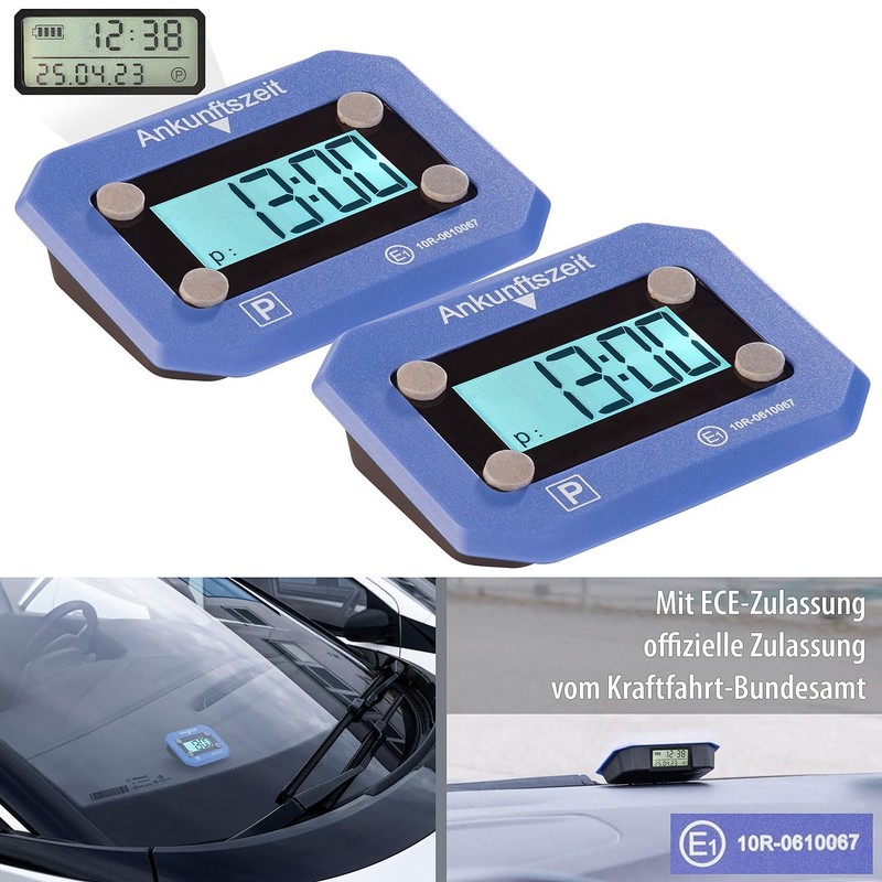 Lescars Electronic Parking Meter: Set of 2 Ultra Compact Digital