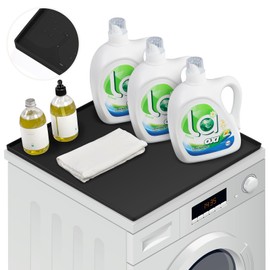 Hvatry Washer and Dryer Covers for the Top - 23.6'' x 19.6'' Washing Machine Protector Mat Silicone Material Anti-scratch, Anti-Slip, Dishwasher Safe for Family Laundry Room Organization, Black