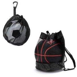 Lucywey Pack of 2 Ball Bag Football Bag Made of Durable Oxford Mesh Portable Sports Bag Waterproof for Training, Beach, Outdoor Ideal for Children and Adults
