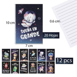 GEBETTER Spanish Pack of 12 12 Styles Inspirational Notepads with Saying Small Notebooks Motivational Quotes Mini Inspirational Notebook Portable Party Bags Gifts for School Office Home